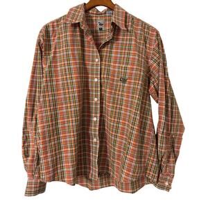 Cruel Girl Long‎ Sleeve Orange Plaid Button Down Shirt Size Large